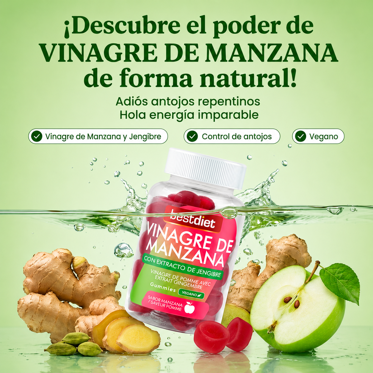 Gominolas Vinagre de Manzana, Transforma Tu Bienestar con Solo 2 Gummies al Dia