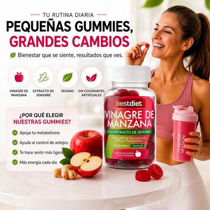 Gominolas Vinagre de Manzana, Transforma Tu Bienestar con Solo 2 Gummies al Dia